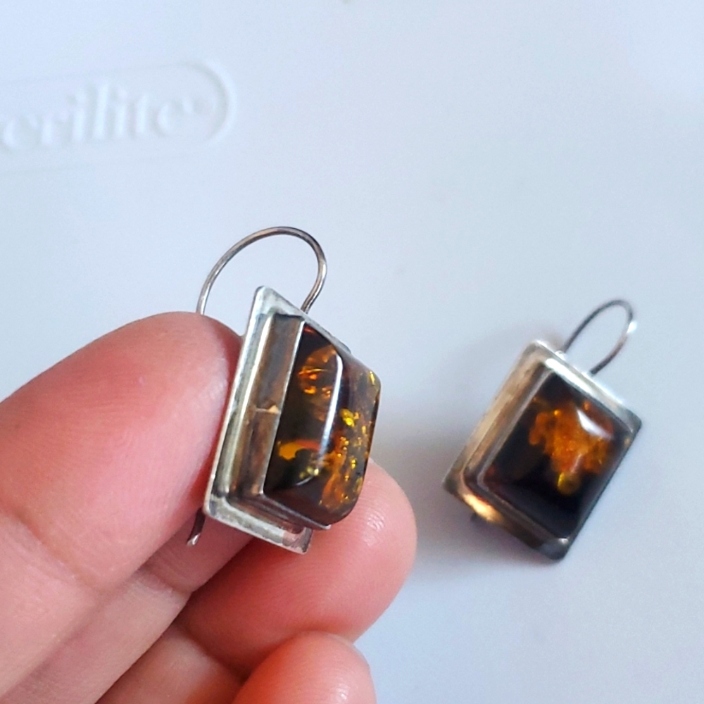 925 Sterling silver Amber earrings ✨️